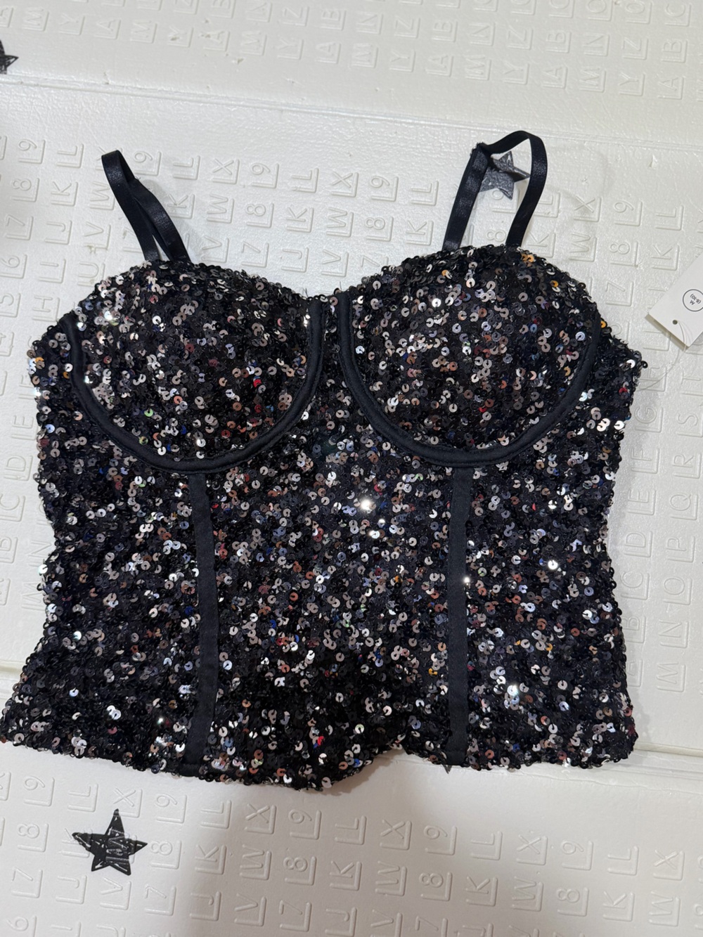 No Boundaries Black Sequin Bandeau Bustier Top